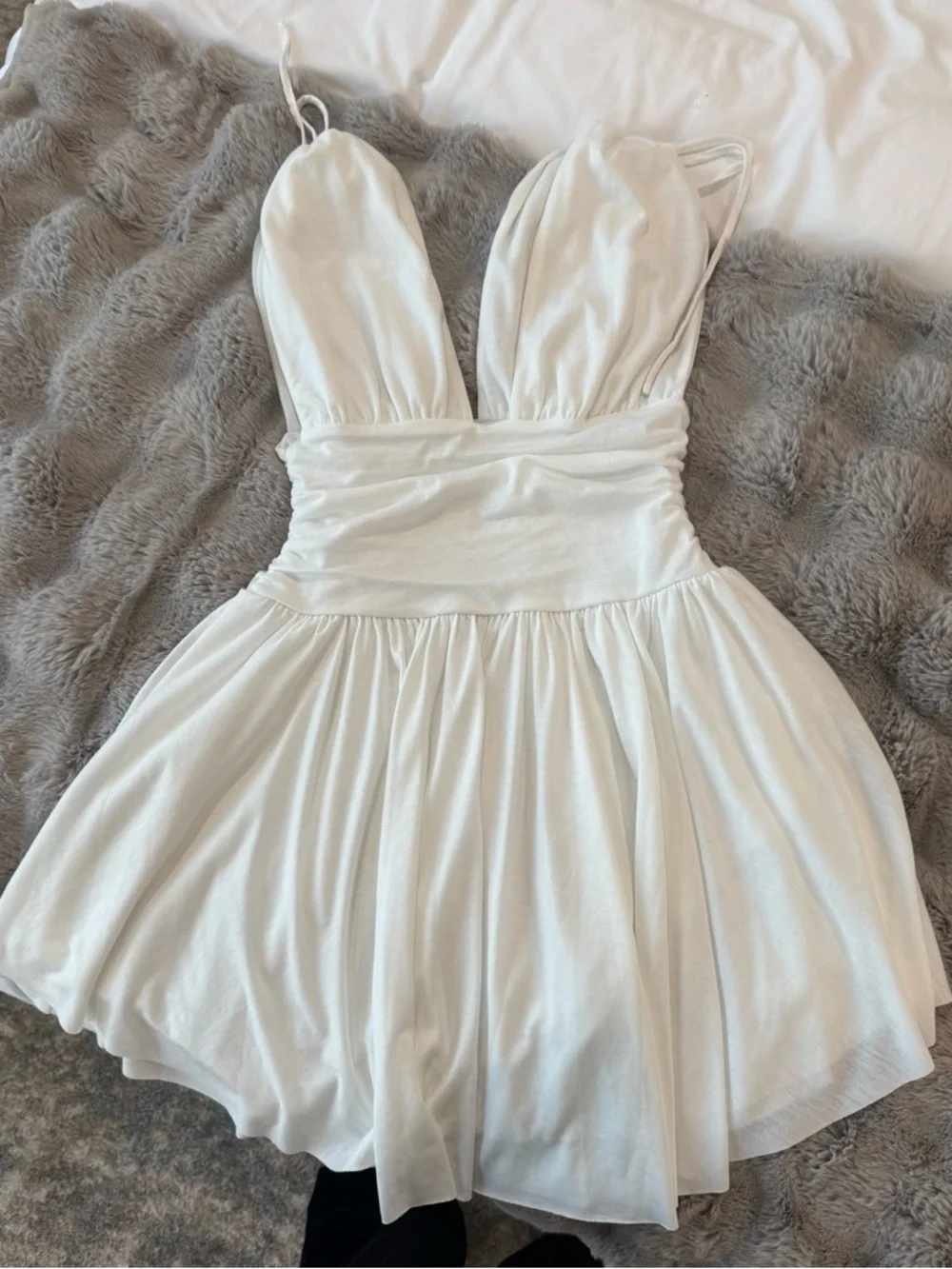 Commense Ruched Drawstring Mini Dress - White - Size Small (NWOT) - Picture 4 of 5